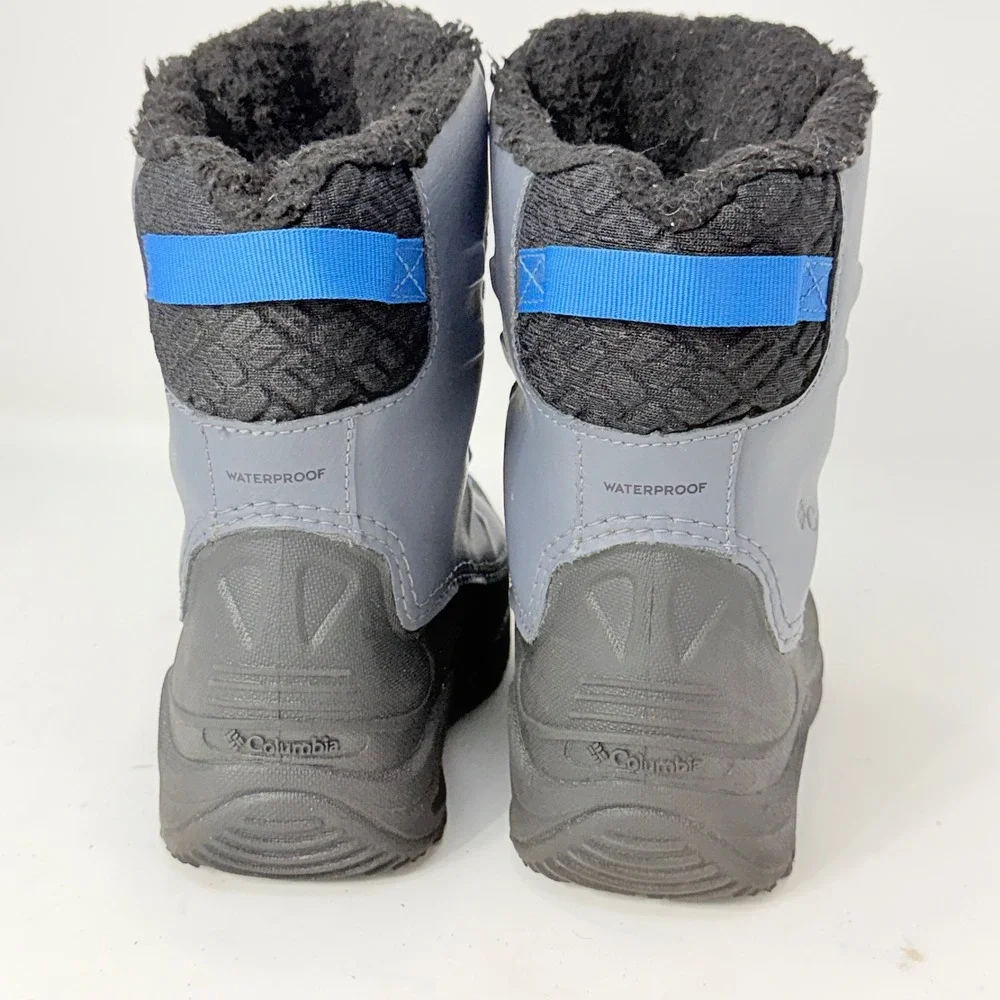 Columbia Kids Grey Black Blue Waterproof 400g Insulated Snow Boots BY4430-011 3Y
